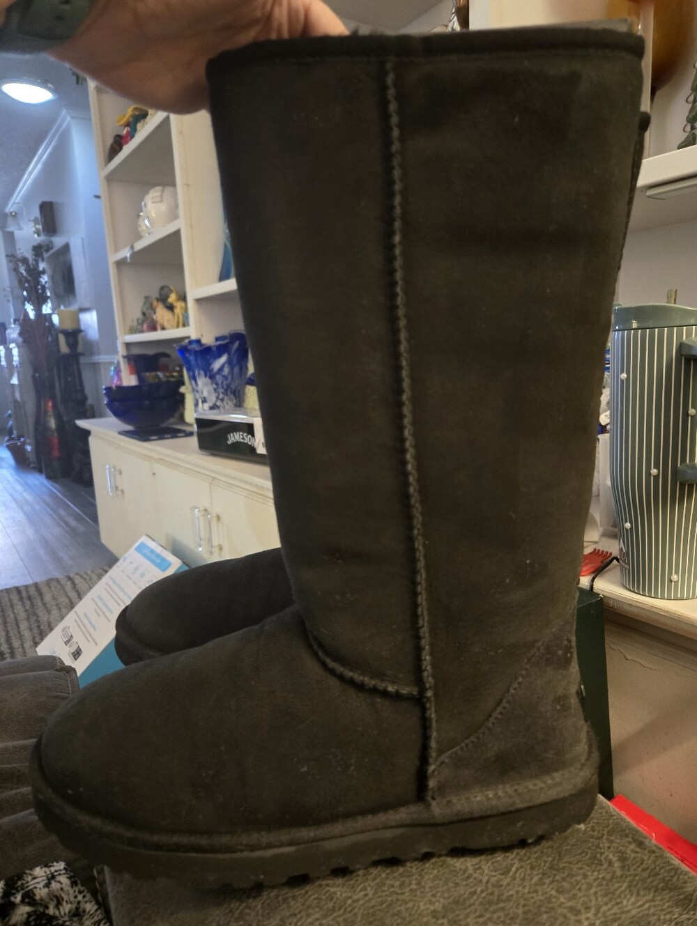 UGGs Classic Tall Black Suede Winter Boot - Women Size 9